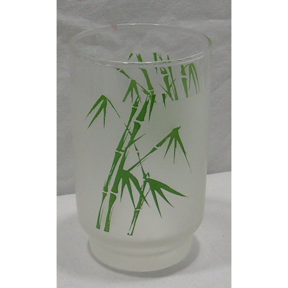 4 Vtg Frosted Bamboo Juice/Milk Tumbler Tapered Bottom Glasses 4" - Picture 7 of 9